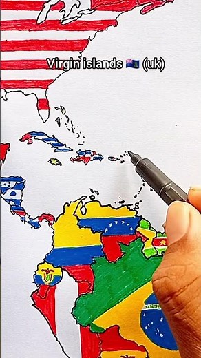 Draw Flag Map of Virgin Islands 🇻🇬 UK 🇬🇧 #uk #virginislands