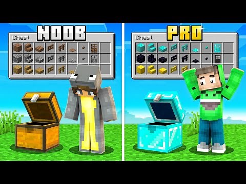 Noob vs. Pro Chest, Then We BUILD! (Minecraft)