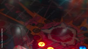 Close up on Pinball Machine Flashing Lights and Parts 2