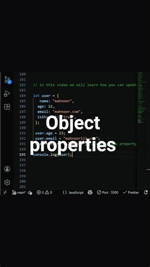 How to Update Object Properties in JavaScript ⚡ Easy Way #shorts #coding #javascript #css