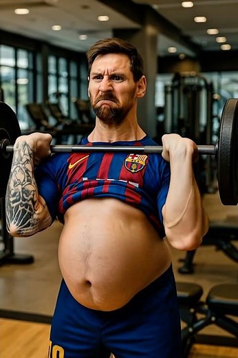 Messi’s Epic Belly Gym Transformation 😱💪 #Shorts #messi #ronaldo