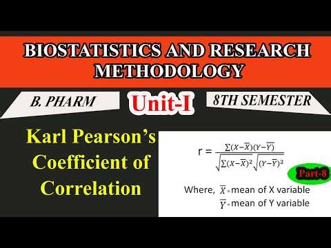 Karl Pearson’s Coefficient of Correlation | B.Pharm 8th Sem | Biostatistics & Research Methodology
