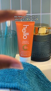 1.3K reactions · 13 shares | the c-cret to your new smile? you’re brushing with vitamin c  peppermint flavored vitamin c whitening toothpaste provides 2 shades whiter teeth in 6 weeks*, prevents stains + cavities, and strengthens enamel. rush to brush with it today! *with twice daily use | hello products | Facebook