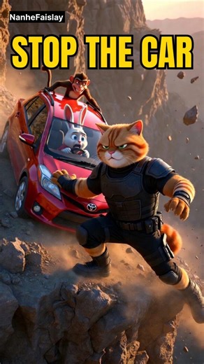 Commando Cat Stops Car to Save Baby Rabbit! 😱