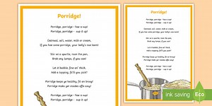 Porridge Scottish Poem A4 Display Poster