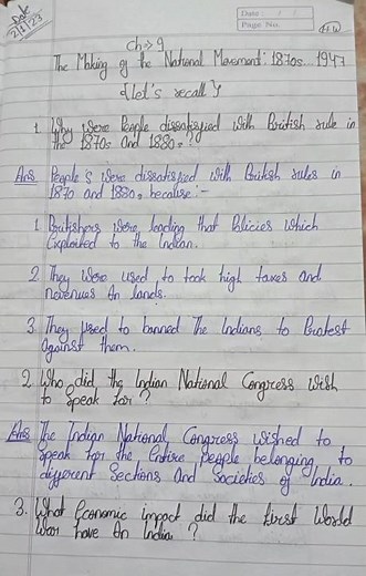 class 8 History chapter 9 The making of the national movement: 1870….1947 questions and answers