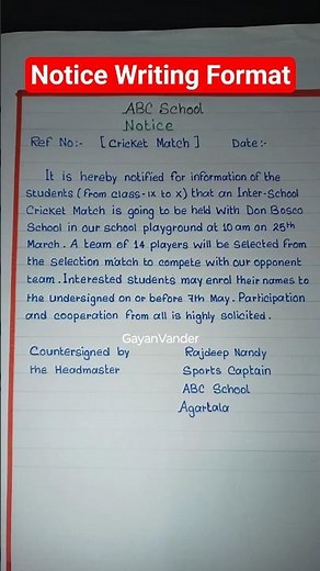 Notice Writing Format class 12
