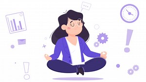 An animation of a Cartoon business person meditating | Free Stock Video Footage