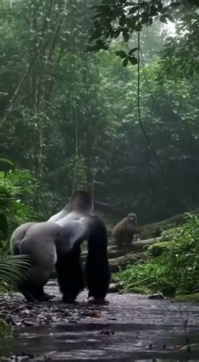 Majestic Gorilla's Fierce Defense Against Invading Monkeys #Gorilla #shorts
