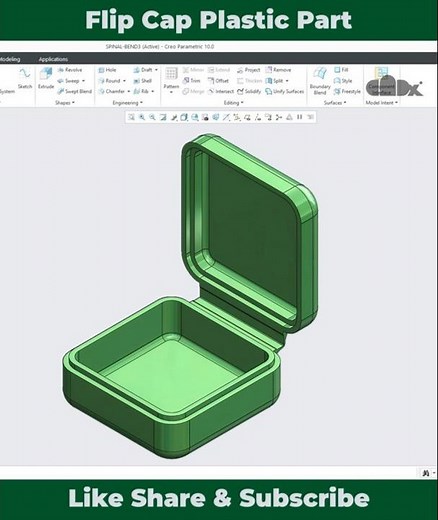 Flip cap plastic part | Creo plastic tutorials | Shorts | cadx