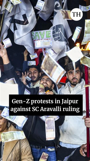 The Hindu on Instagram: "Hundreds of young protesters gathered in Jaipur to oppose a Supreme Court ruling redefining the Aravalli hills, warning that the new elevation-based definition could allow exploitation. Armed with ‘Save Aravalli’ and ‘Gen Z’ banners, students vowed to protect the range, calling on citizens to join their pledge. 📸PTI #jaipur #protest #genz #aravalli #hills"