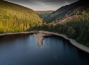 Lake Vyrnwy: Stunning aerial photographs reveal reservoir's low water levels