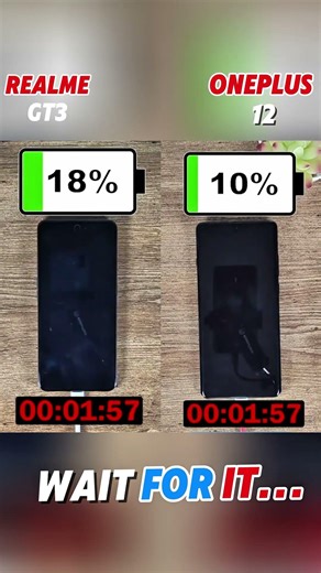 🔋🚀REALME GT3 VS ONEPLUS 12 CHARGING TEST 😱🪫#shorts