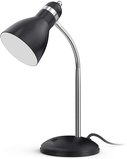 LEPOWER Metal Desk Lamp, Adjustable Gooseneck Reading Lamp for Home, Office, Bedroom, Black
