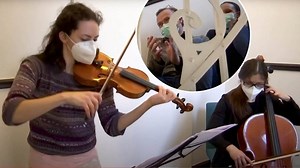 The orchestra moving their concerts from halls to stairwells, for pandemic times