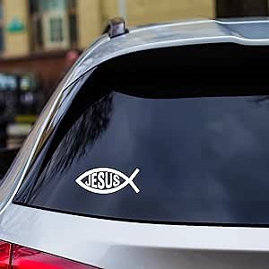 GRITKULTURE Ichthys Jesus Fish Christian Religious Vinyl Decal Sticker for US Cars, Trucks, Laptops,Christ, Window Decal Sticker
