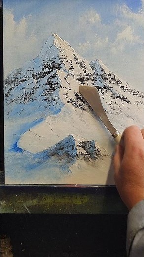 BOB ROSS Palette Knife EPIC Mountain Painting #bobross #shorts