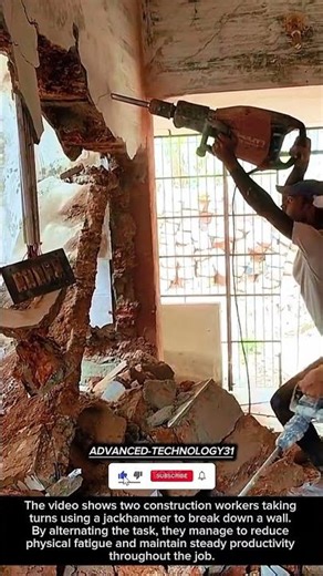 Teamwork Demolition – Alternating Jackhammer Work to Reduce Fatigue !! #innovation #tool #ideas