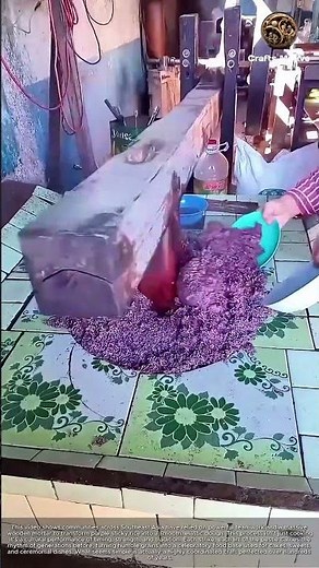 Ancient Technique: Pounding Purple Sticky Rice with a HUGE Mortar & Pestle