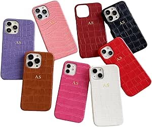 Personalized Customized Name Initials Phone Case for iPhone 17 Air 16e 16 15 14 13 12 11 Pro Max Plus Mini Cover Luxury Leather 3D Embossed Custom Text Date Monogram Engraving Gift Black