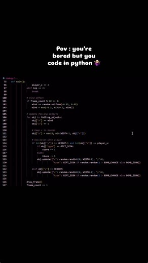 <HouryCodes/> on Instagram: "Boredom in code. #programming #pythonprogramming #bored #hourycodes #codinglife #games #coding"