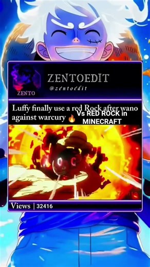 Luffy Redrock in animations vs minecraft #onepiece #luffy #redrock