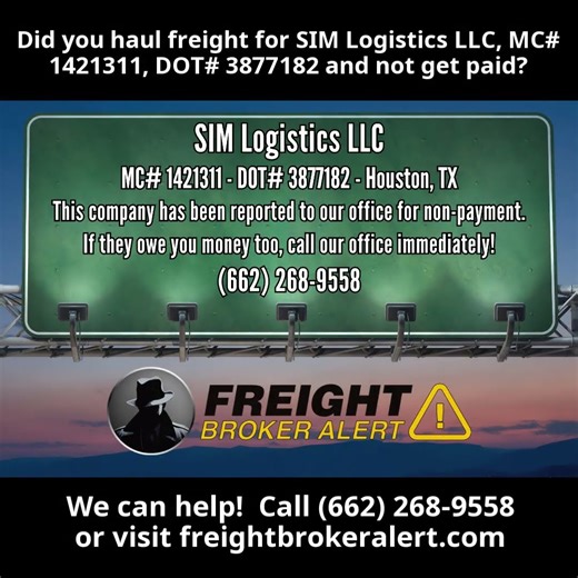 SIM Logistics LLC, MC# 1421311, DOT# 3877182