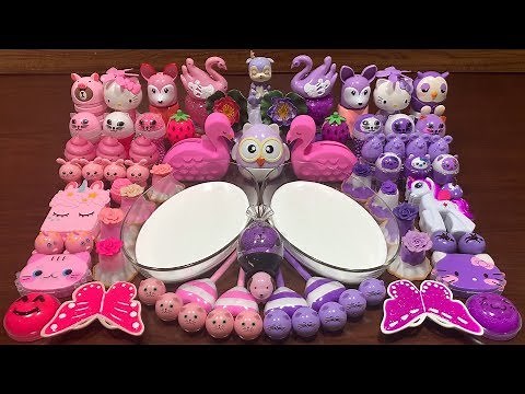 PINK Vs PURPLE !! Mixing Random Things Into Glossy Slime !! Satisfying Slime Smoothie #774