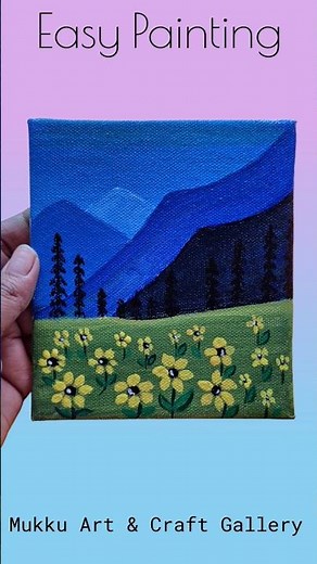 ⭐ Can You Believe This Started as a Blank Canvas? 🌅 #shorts #easypainting #canvasart