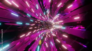 3d animated illustration VJ loop of futuristic infinity neon tunnel - for visual music videos Stock Video
