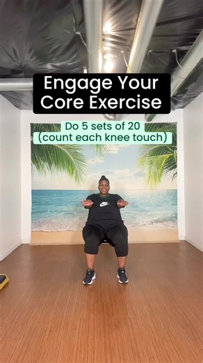 Engage your core. Sign up for my 10-Day Sit & Get Fit Challenge. Meal plan included #seatedexercise #thickchickfitness #chairexercise #abs #absworkout #seatedabsexcercises #corestrength #coreexercises | Thick Chick Fitness