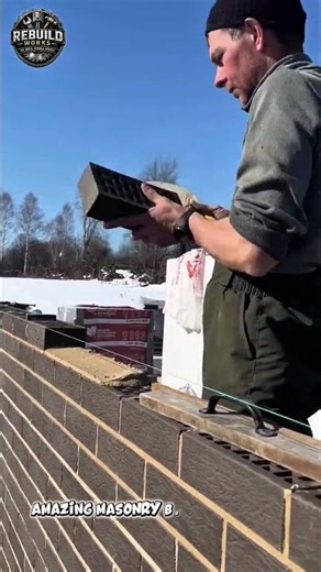 Perfect Brick Wall Construction 🧱🔥 #Bricklaying #ConstructionSkills #MasonryWork