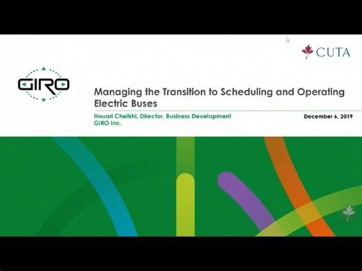 Managing the Transition to Scheduling and Operating Electric Buses - GIRO | Yousri Rhomari