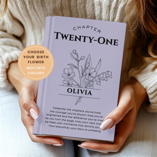 Personalized 21st Birthday Gift: Birth Flower Journal With Custom Name, Chapter 21 Birthday Notebook for Her or Him, 21 Year Old Birthday - Etsy UK