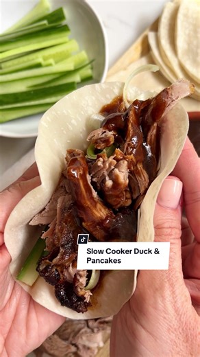 Easy Slow Cooker Duck & Pancakes Recipe | Taming Twins