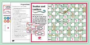 Advanced Prepositions Snakes and Ladders