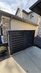 11K views · 705 reactions | Custom black box for two bins — sleek, bold, and built to last. We usually recommend lighter shades for a more practical finish, but this all-black look definitely makes a statement. Fully handcrafted, weather-protected, and delivered right to your yard — anywhere in Southern Alberta. DM us to order yours! #garbagebinbox #curbappeal #customwoodwork #southernalberta #yycsmallbusiness #calgaryhome #blackwooddesign | WoodenBox Trash Bin Enclosures | Facebook