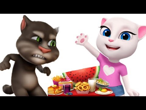 ASMR Talking My Tom Live Stream Funny Eating Food Reaction With Angela