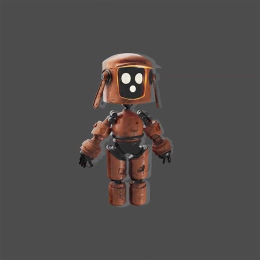 Realistic rusty, cute "Chibi" robot | 3D Modelling (in my own style) #project
