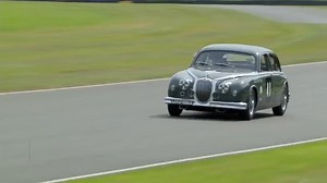Pushing it to the limits! This Jaguar MK.2 was sideways and on the grass through most of Goodwood's corners. Glorious to see! #gwflatout #Jaguar #JaguarMK2 #GoodwoodRevival | The Goodwood Revival