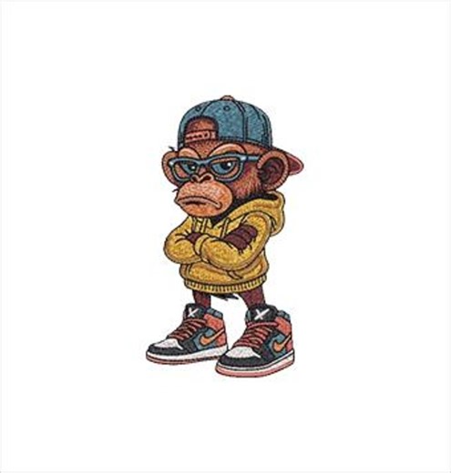 Cool Monkey Machine Embroidery Design: Machine Embroidery File Digital File 8 Formats 5 Sizes! - Etsy