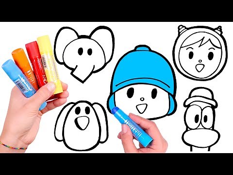Dibuja y Colorea a Pocoyó y sus amigos 💙🌈 Vídeos para niños