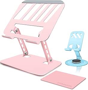 Laptop Stand for Desk, Adjustable Computer Stand with 360° Rotating Base, Laptop Riser Compatible with MacBook Air/Pro, Dell, HP, Lenovo and All 10-17'' Laptops