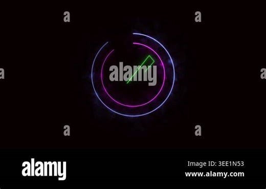 Green neon check mark animation success symbol looping digital interface ui ux glowing colors. Animated green check mark neon glowing circle looping animation sci fi technology user experience Stock Video Footage - Alamy