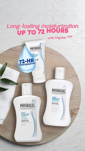 Physiogel Daily Moisture Therapy Cream and Lotion let you enjoy up to 72 hours of long-lasting hydration with regular use. Do more of what you love without worrying about dryness. Try it now! 💙 Shop Physiogel now! 🛒Watsons PH: https://bit.ly/PhysiogelOnWatsons 🛒 Shopee: https://bit.ly/PhysiogelOnShopee 🛒 Lazada: https://bit.ly/PhysiogelOnLazada For safety concerns, kindly report thru pv_zpt@zuelligpharma.com or 639178733201. References: Physiogel Product Label 72-HR Lasting Hydration. LGHH R