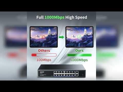 Review: 18-Port Ethernet Gigabit PoE Switch, 16-Port PoE with 2 Uplink Gigabit Ports, 250W Bui...