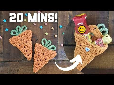 Easy Carrot Crochet Pocket for Easter! 🥕 Easy Crochet Pouch Pattern Tutorial