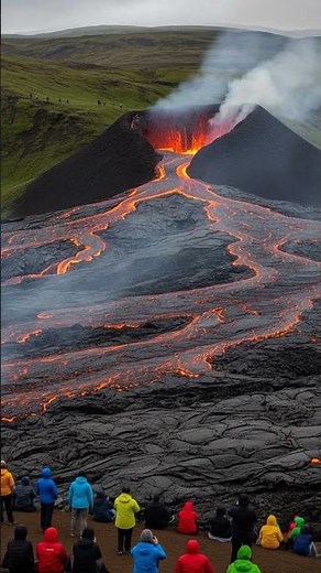 SHIELD VOLCANO: The Most Incredible Liquid Lava Flow! 🌋🔥 #shield #volcano #volcanoeruptiontoday