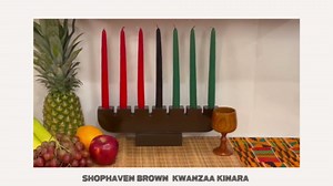 New Brown Kwanzaa Kinara and Kwanzaa Candle Set