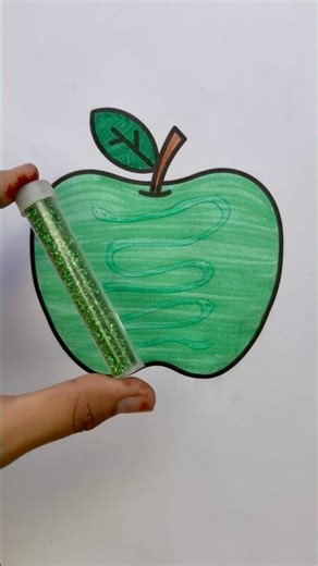 Glitter ✨ Green 🍏 Apple #youtubeshorts #art #ytshorts #kidsart #apple